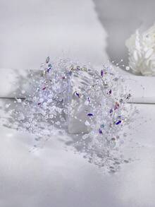 1pc Elegant Pearl Headband With Sparkling Rhinestones, Starry Design, Princess Style, Suitable For Bride, Wedding, Photography, Party, Holiday, Casual Wear - Multicolor - View 3