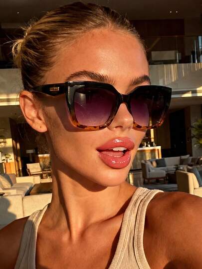 1 Pair Unisex Retro Leopard Print Patchwork Square Fashion Glasses, Suitable For Daily Wear, Driving, Beach Accessories, Women Glasses, Summer Beach Vacation, Outdoor Activities, Travel