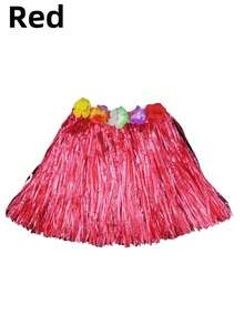 30-60厘米鲜艳热带夏威夷草裙 - 多色编织草裙，饰有花卉图案，是生日派对和化装舞会的理想之选 - 耐用塑料材质，无需电源，趣味十足的夏威夷派对装饰 - 彩色 - 查看 4