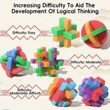 4pcs/6pcs/9pcs Colorful Transparent ABS Luban Lock Set, Brain Teaser Puzzle Toy, Unlocking Disassembly Thinking Jigsaw For Kids, Teens, Adults, Montessori STEM Educational Toy - Multicolor - View 10