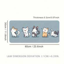 1 Extra-Large Rubber Desk Mat With Anti-Slip Function | Features Precision Stitching And A Fun Blue Cartoon Cat Dancing Design - A Durable Mouse Pad Suitable For Office, Gaming, Or Home Computer Use. - Mouse Pad - View 7