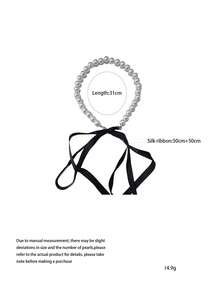 1pc Black Cord Heart Pendant Necklace With Sweet & Cool Bow Design, Suitable For Women's Daily Wear Valentines,Mom,Mother,Mother's Day,Gift - Black - View 6