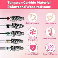 5 Pcs Tungsten Carbide Nail Drill Bits, Suitable For Gel Polish Removal And Nail Polishing, Professional Nail File, Manicure Tools. - Multicolor - View 2