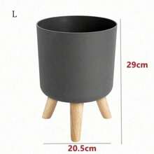 Self Watering Flower Pot With Wood Legs Floor-Standing Flowerpot Plant Modern Container Planter Garden Home For Decoration - Như hình ảnh - Xem 5