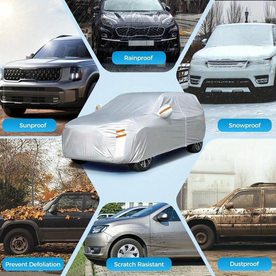 1pcs Universal Car Cover - Protect Your Car From Sunlight, UV Rays, Fallen Leaves, Dust, And Scratches By Providing Full Coverage, Keeping Your Car Clean.