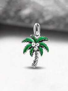 1pc Minimalist Unique 925 Sterling Silver Coconut Tree Pendant, DIY Necklace, Delicate Jewelry Gift Suitable For Women And Men - Set 1 - View 3