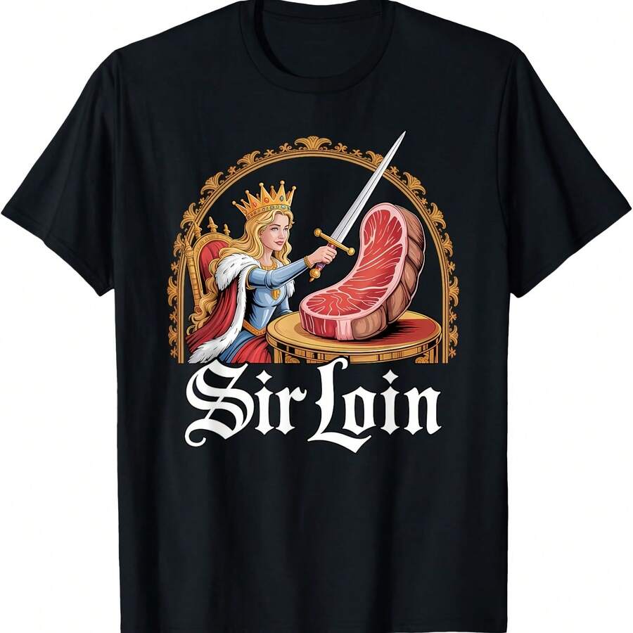 Sir Loin Funny Sirloin Steak Meme Pun Medieval Accolade T-Shirt - màu đen - Xem 1