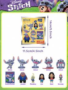 Disney 史迪奇官方授权盲盒3D立体人偶包夹挂件钥匙扣，包含强霸、普利克利、莉萝、娜妮、史迪奇等角色，可作礼物或背包装饰，1个装 - 彩色 - 查看 4