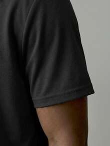 GRDR Tricou sport casual pentru bărbați, cu glugă, mânecă scurtă, culoare solidă minimalistă la modă, mânecă scurtă, potrivit pentru alergare și purtare zilnică - Negru - Vizualizare 5