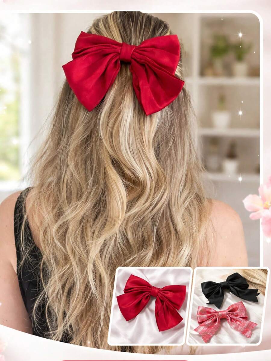 Laço de Cabelo Feminino  – Elegante, Estilo Clássico e Confortável - Vermelho - Visão 1