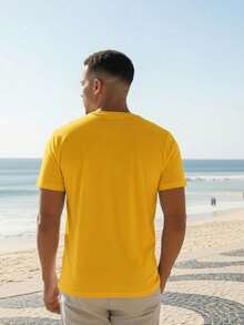 Men's T-Shirt Brazil Casual Streetwear Comfortable 100% Cotton Green Yellow Blue Carnival Summer World Cup - 黃色 - 查看 2