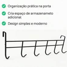 Door Hanger With 6 Hooks, Multipurpose Organizer For Bedroom, Bathroom, Kitchen - 黑色 - 查看 3