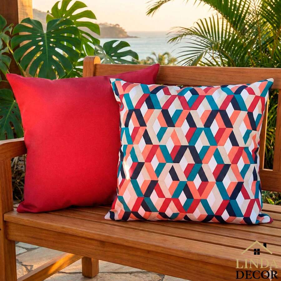 Kit 2 Capas de Almofadas Impermeáveis 45x45 – Decorativas para Sala, Área Gourmet e Varanda Linda Decor - 1 par - Visão 1