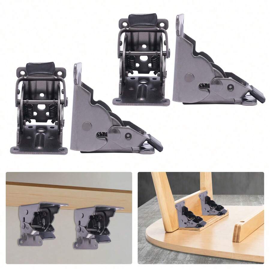 SENDERPICK 4 Pcs Folding Brakcet 0°-90° Table Foldable Hinge Self Lock Extension Support For Table Workbench Sleeping Platform - Black - View 1