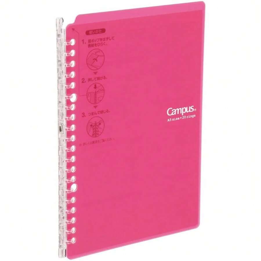 Kokuyo Campus Smart Ring Binder, B5 Pink Refillable Binder Notebook 26 Holes With 10 Extra Loose-Leaf Paper, Up To 25 Filler Papers For Work & Study, Japan Import (RU-SP700P) - Pink - View 1