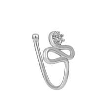 Perno de Nariz en Forma de U Sin Perforación de Personalidad Transfronteriza Europea y Americana, Simple, Ligero, de Lujo, de Cobre con Incrustaciones de Zirconia, Clip de Nariz de Flor de Tulipán al por Mayor - 02 Blanco K4084 - Ver 2
