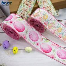 2 Rolls Easter Wired Edge Craft Ribbon, Spring Floral Bunny Wired Ribbon Watercolor Easter Bunny Floral Fabric Ribbon For Gift Wrapping, Floral Decor, Bows, DIY Crafts - Multicolor - View 4