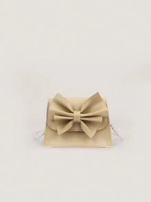 1pc Girls' Cute Mini Dual-Fabric Bow Handbag, Suitable For Daily Outfits - Gold - View 6