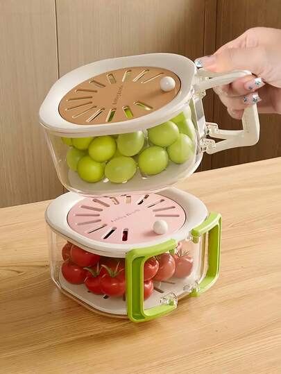 1 pieza Cesta de drenaje plegable - Expandible, Cesta de drenaje 2 en 1, Gruesa, Cesta de deshidratación, Cesta de lavado de verduras, Con tapa, Drenaje rápido, Multifuncional, a prueba de humedad y polvo, Con función de limpieza, Durable, Diseño desmontable, Con interruptor de drenaje, Adecuado para el hogar, la cocina, el baño, el comedor, la sala de estar, al aire libre, camping, fiestas y uso diario