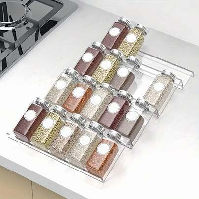 4pcs Acrylic Stackable Spice Jar Rack Storage Box, Transparent Acrylic Spice Rack, Multi-Drawer Style Storage Box, Suitable For Cabinet, Kitchen Storage Container And Accessories