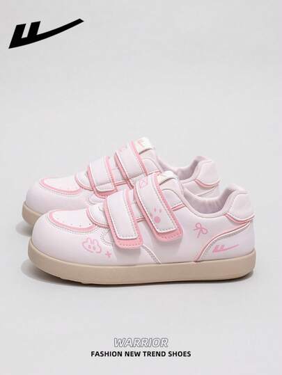  1 Pair WARRIOR Women's Thick Sole Lace-Up Soft Bottom Casual Shoes, Low-Top Outdoor Flat Shoes, Round Toe Low Heel Non-Slip Solid Color Elegant Soft Bottom Hiking Shoes, Suitable For Students, Graduation Photos, Flat Shoes, Low-Top Leather Sports Skateboard Shoes