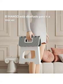 1 pieza aburete Plegable portátil con asa, Taburete de Plástico Antideslizante Reposapiés Compacto y Resistente Escalera Ligera Sillas Plegables Ideal para Baño Cocina Dormitorio Camping,portátil mini silla plegable al aire libre para adultos, silla de pesca portátil - Gris - Ver 4
