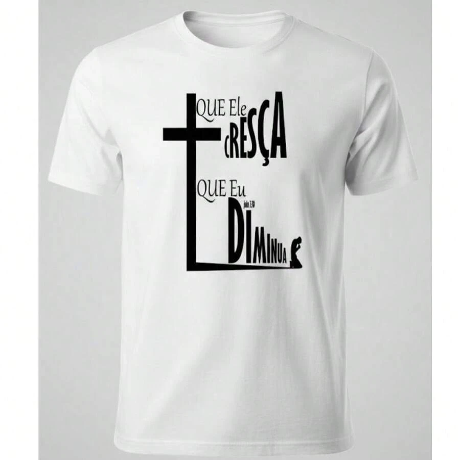 camiseta estampada 100% algodao premium cores vibrantes que nao desbotam tecido leve e respiravel - Branco - Visão 1