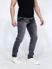 Men's Premium Slim-Fit Stretch Lycra Spandex Jeans - Xám - Xem 3