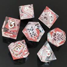 7颗半透明手工树脂骰子套装，适用于角色扮演游戏（RPG）桌面游戏，包含D20、D10、D8、D6、D4和D%骰子。 - 彩色 - 查看 4