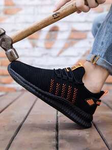 Unisex Slip-On Mesh Steel Toe Work Sneakers,Puncture Resistant,Lightweight Breathable Heavy Duty Shoes For Factory, Gardening, Hiking,Work & Daily Use - Orange - View 4