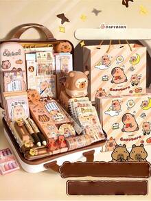 30 piezas Conjunto de papelería de Capibara en caja de regalo, Juego de cuadernos para estudiantes, Herramientas de dibujo, Estuche de lápices lindo, Suministros de aprendizaje como regalo - Multicolor - Ver 9