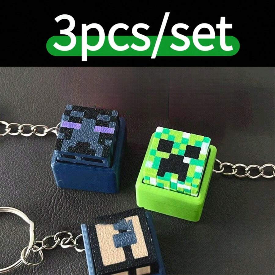 Minecraft Spielfiguren Dekor Stressabbau Mechanische Tastatur Anhänger, Klick-Spielzeug Anhänger, Geburtstags-/Valentinstags-Geschenk - Verschiedenfarbig - Übersicht 1