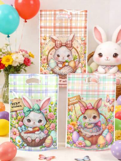 50pcs Happy Easter Stand Up Gift Bags, Easter Plaid Rabbit Design Gift Packaging Bags, Easter Party Small Gift Bags, Happy Easter Decorations, Easter Colorful Sealed Sweet Bags, Easter Rabbit Tote Bags, Handbags, Easter Store Grocery Bags, Easter Candy Cookie Portion Bags, Easter Kitchen Baking Bags, Easter Home Table Decor, Easter Room Decor, Easter Gift Bags, Party Favors