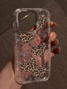 1pc Luxury Studded Star, Heart, Leopard Print Shiny Shock-Proof Full Coverage Phone Case, Suitable For IPhone 17, 17 Air, 17 Pro, 17 Pro Max, 11/12/13/14/15/16/16 Plus, Sparkling Diamond Full Body Phone Case - Clear - View 2