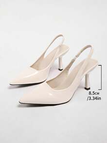 French Style Sandals For Women, Summer Closed Toe High Heels, Bowknot Pointed Toe Kitten Heels, White - Beige - View 7