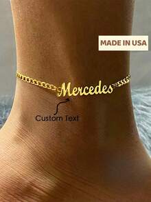 A Fashionable And Noble Custom English Name Thick Chain Foot Chain, Made Of Stainless Steel Material, Classic And Eternal. Simple And Beautiful, Unique Design, Versatile Daily Wear Accessories, Can Be Worn In Spring, Summer, Autumn, And Winter, A Surprise Gift For Mom, Grandma, Friends, And Family At Christmas, Thanksgiving, Birthdays, And Family Gatherings,Gold,Stylish,Colorful,Vintage,Simple,Unisex,Casual,Cuties,Custom,Personalized,Unique,Ideal Gifts For Him,Ideal Gifts For Her,Her,Boyfriend,Girlfriend,Dad,Mom,Family,Friends,For Anniversaries,For Birthdays,For Graduation,For Prom,For Party,Promseason - Multicolor - View 1