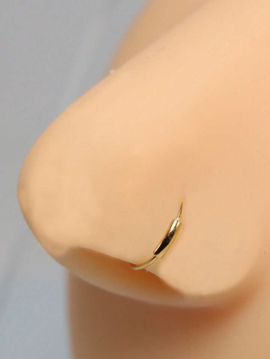 خاتم أنف/زينة أنف للنساء من الفضة الإسترليني عيار 925، 22 قياس، 9 مم - الذهبي - مشاهدة 1