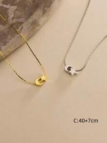 1 chiếc dây chuyền đồng hình ngôi sao năm cánh và trăng lưỡi liềm dành cho nữ, thích hợp để đeo hàng ngày và hẹn hò. - Nhiều màu - Xem 4