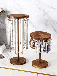 1 件木质胡桃木色圆形可拆卸简易木制珠宝展示架，项链/吊坠/手链/手镯收纳盒，商品展示道具 - 彩色 - 查看 6