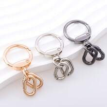 2pcs Rotating Clasp, Metal Lobster Claw Clasp With Keychain Ring, Suitable For Making Keychains, DIY Crafts, Car Accessories, Bag Charms, Campus Goth/Y2K Style Decorations - Gold - View 5