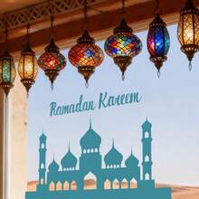 Ramadan Black Castle Window Decor Stickers, Islamic Muslim Wall Stickers Eid Mubarak Ramadan Decor Lantern Moon Star Window Decal Ramadan Decorations For Home Living Room Bedroom Decorations Self Adhesive - Multicolor - View 9