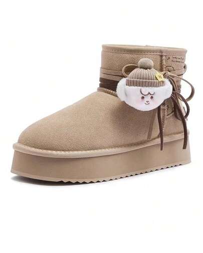 CAMEL CROWN Women's Outdoor Casual Snow Boots, Outdoor Padded Warm Cotton Shoes Thick Bottom Bread Shoes Boots Fashion Snow Boots