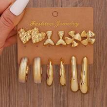 12件套时尚金属派对节日多造型耳环套装，轻盈CCB材质，女士时尚耳环套装 - 彩色 - 查看 8