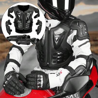 Motorcycle Armor, Anti-Fall Anti-Collision, Off-Road Motorcycle Armor, Outdoor Riding, Knee & Elbow Protection, Chest & Back Protection, Unisex, All Season, Adult Armor, Essential Riding Gift