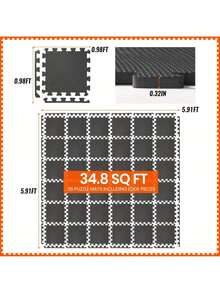 Senmeo 12"*12" EVA Interlocking Floor Mats 48PCS - Puzzle Tiles For Home Gym, Protective Mats For Fitness Equipment & Garage - 48 Items - View 8