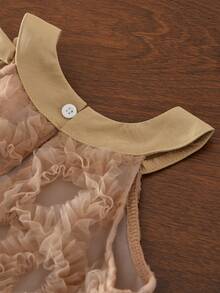 女童3D蝴蝶结网纱公主裙，夏季生日派对，棕色无袖连衣裙，适合3-7岁儿童 - 咖啡棕 - 查看 4