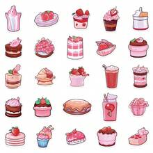 50-częściowe różowe naklejki deserowe w stylu INS – wodoodporne naklejki dekoracyjne na laptopy, bagaż, etui na telefony i konta ręczne - 50 SZTUK - Zobacz 4