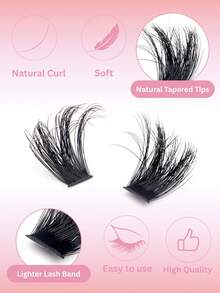 1302PCS / 582PCS Lash Clusters Kit, 80D 100D 120D 150D Individual Lash Clusters, D/DD Curl 0.31–0.63 Inch Mixed Length, Cat Eye Lashes, Natural Look Wispy Soft & Comfortable Faux Mink Lashes, Reusable DIY Lash Extensions, Beginner Friendly - Pink - View 5