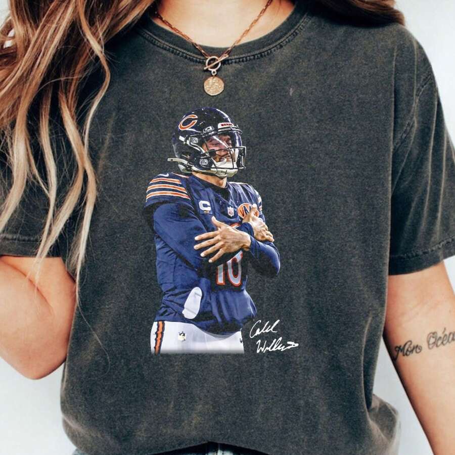 Caleb Williams Shirt Football Y2k Rap Tee Chicago Football Vintage Shirt Game Day Shirts - màu đen - Xem 1
