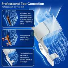 Dispositivo de corrección de hallux valgus, corrector de dedo gordo del pie, espaciador, soporte cómodo y transpirable día y noche, expansor de valgo, alivio del dolor, antideslizante, férula ortopédica para hallux valgus. - Blanco - Ver 6